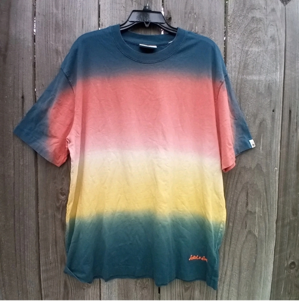SCOTCH & SODA MEN DIP-DYED JERSEY T-SHIRT 2XL RELAXED FIT SHORT SLEEVE CREWNECK